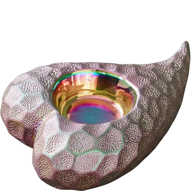 Green-Life ceramic tealight holder GF82060 with electroplated finish, offering metallic visual appeal for premium and giftable candle lines.