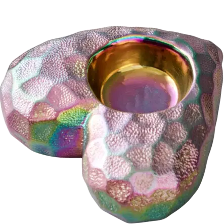 Green-Life ceramic tealight holder GF82080 with electroplated finish, offering metallic visual appeal for premium and giftable candle lines.