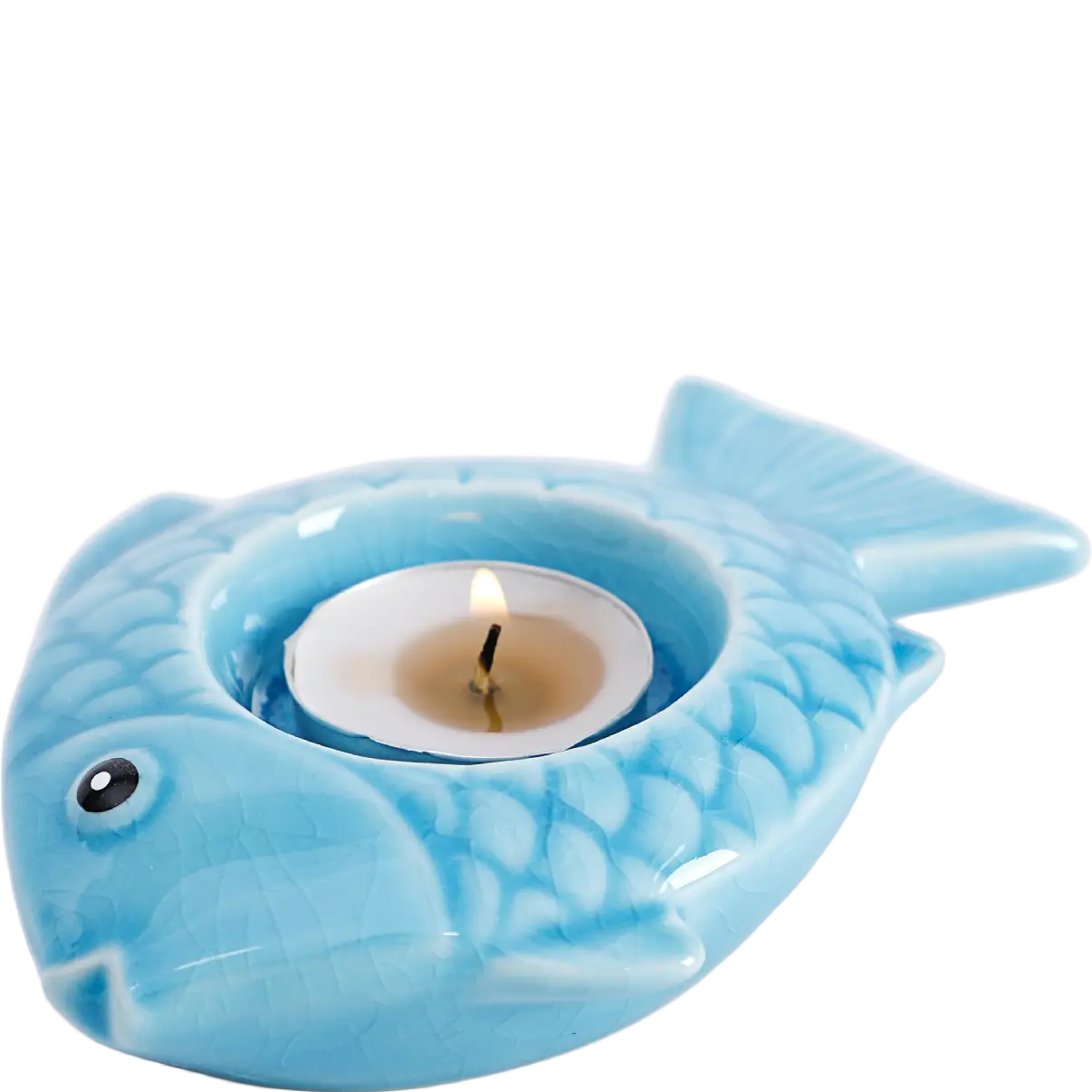 Green-Life ceramic tealight holder GF8226 with ocean and marine design, suitable for coastal and summer-themed candle product development.