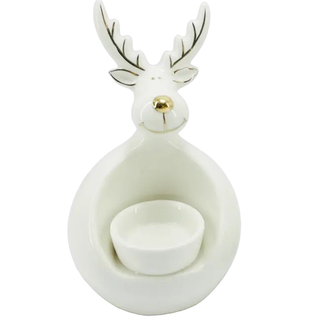 Green-Life ceramic tealight holder GF95314C26 with holiday themes, supporting fast seasonal updates and promotional candle assortments.