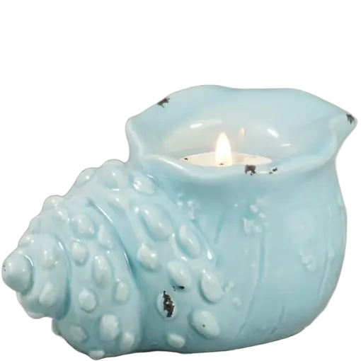 Green-Life ceramic tealight holder GFH192015 with ocean and marine design, suitable for coastal and summer-themed candle product development.