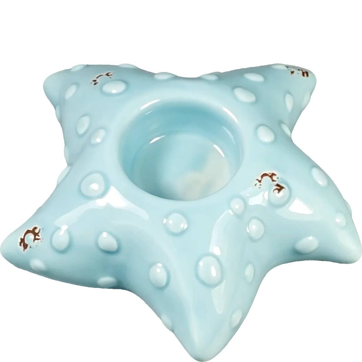Green-Life ceramic tealight holder GFH192020 with ocean and marine design, suitable for coastal and summer-themed candle product development.
