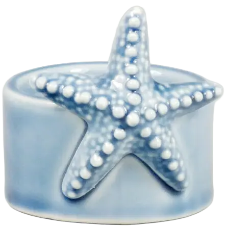 Green-Life ceramic tealight holder GFH192038 with ocean and marine design, suitable for coastal and summer-themed candle product development.