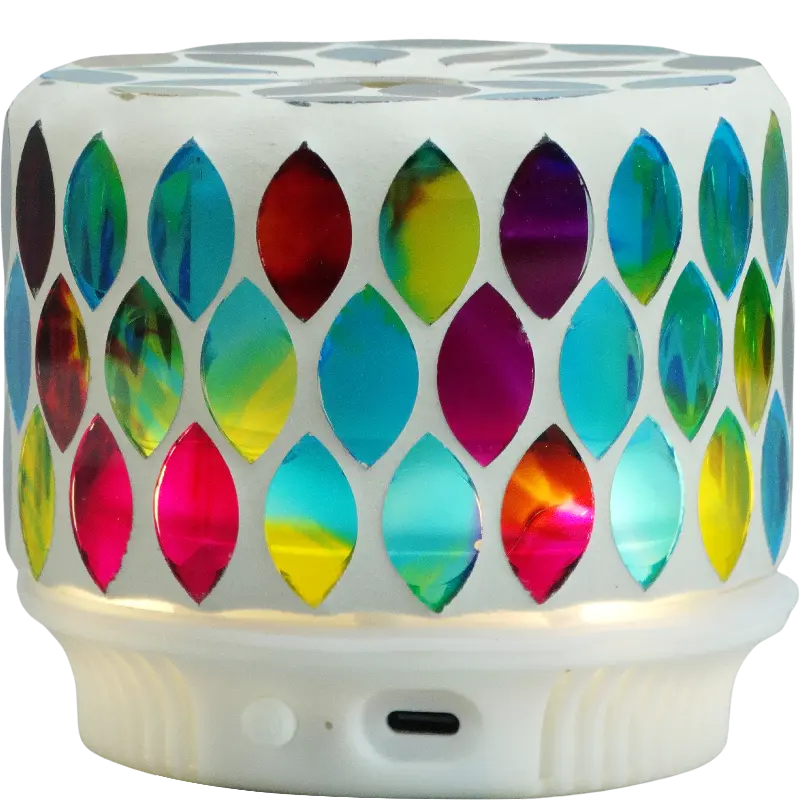 Green-Life mosaic glass fan diffuser GL25EF0936 combining decorative glass craftsmanship with fan driven fragrance diffusion for boutique scent collections and gift programs.