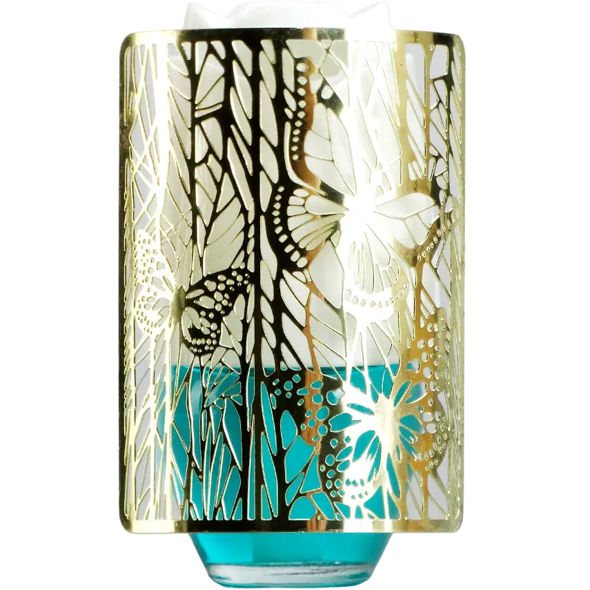 Green-Life metal plug-in air freshener GL24EP832 with decorative cutout housing combining ambient lighting effect with fragrance diffusion for premium retail scent products.