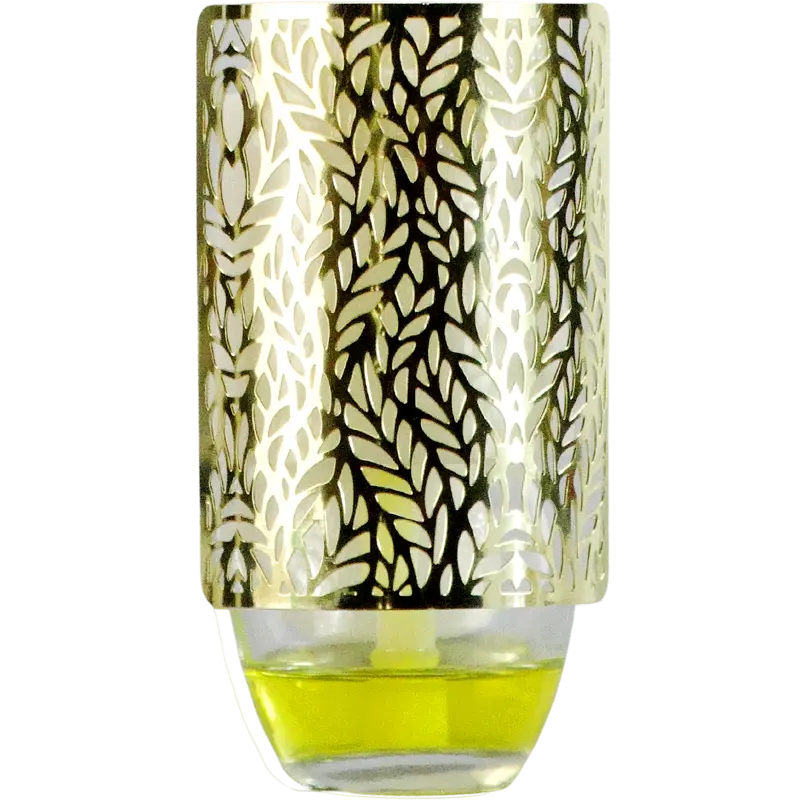 Green-Life metal plug-in air freshener GL24EP833 with decorative cutout housing combining ambient lighting effect with fragrance diffusion for premium retail scent products.