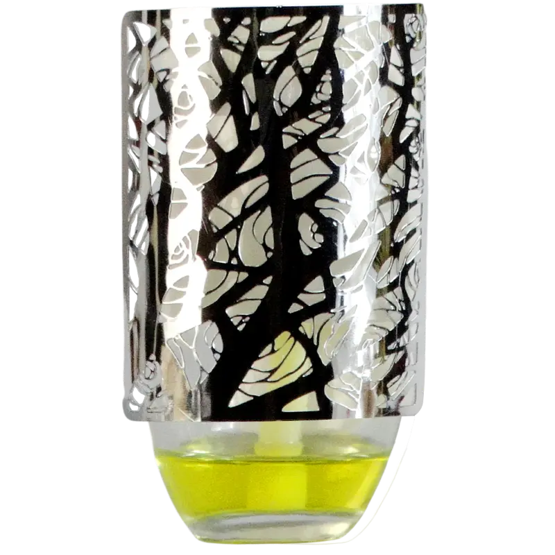 Green-Life metal plug-in air freshener GL24EP840 with decorative cutout housing combining ambient lighting effect with fragrance diffusion for premium retail scent products.