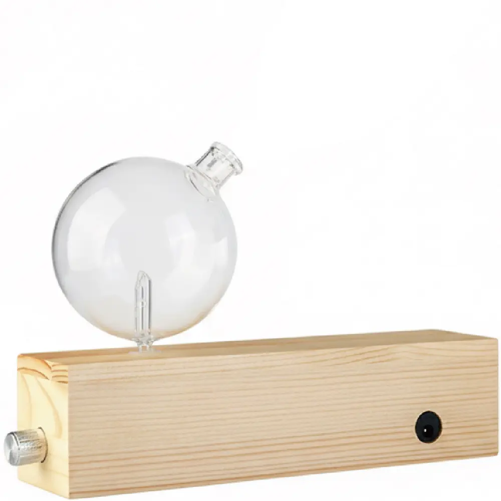 Green-Life spherical glass nebulizing diffuser with wood base designed for modern aromatherapy brands