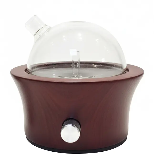Green-Life spherical glass nebulizing diffuser with wood base designed for modern aromatherapy brands