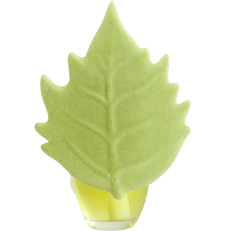 Green-Life plug-in air freshener GL24EP487 with flocked surface ornament design creating soft texture decorative fragrance products for gift and novelty scent programs.