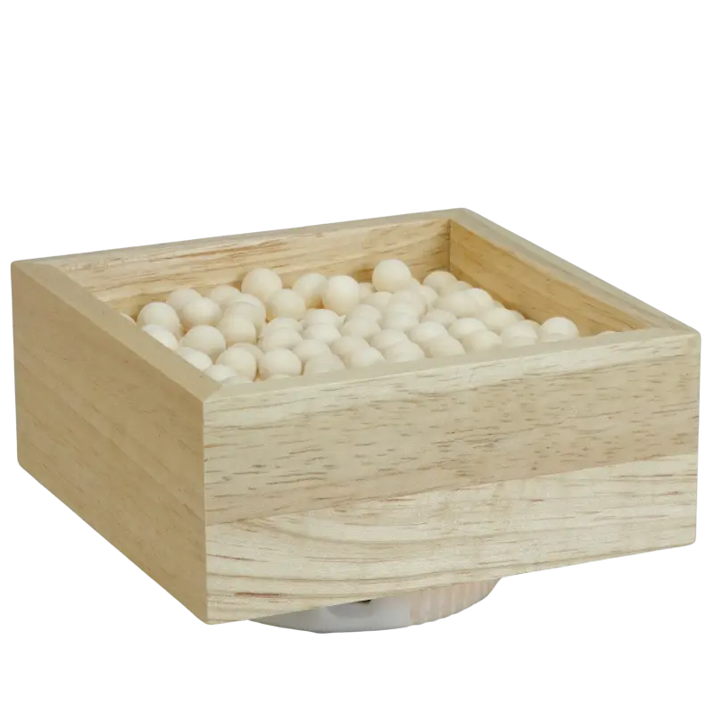 Green-Life wood fan diffuser GL25EW937 with natural wooden frame design, supporting fragrance pad or aroma media diffusion for lifestyle retail and private label scent brands.