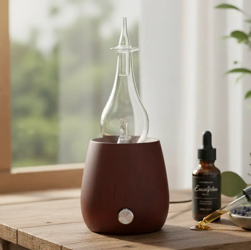 Green-Life traditional style wood and glass nebulizing aroma diffuser GF25EW49E22 designed for classic fragrance collections