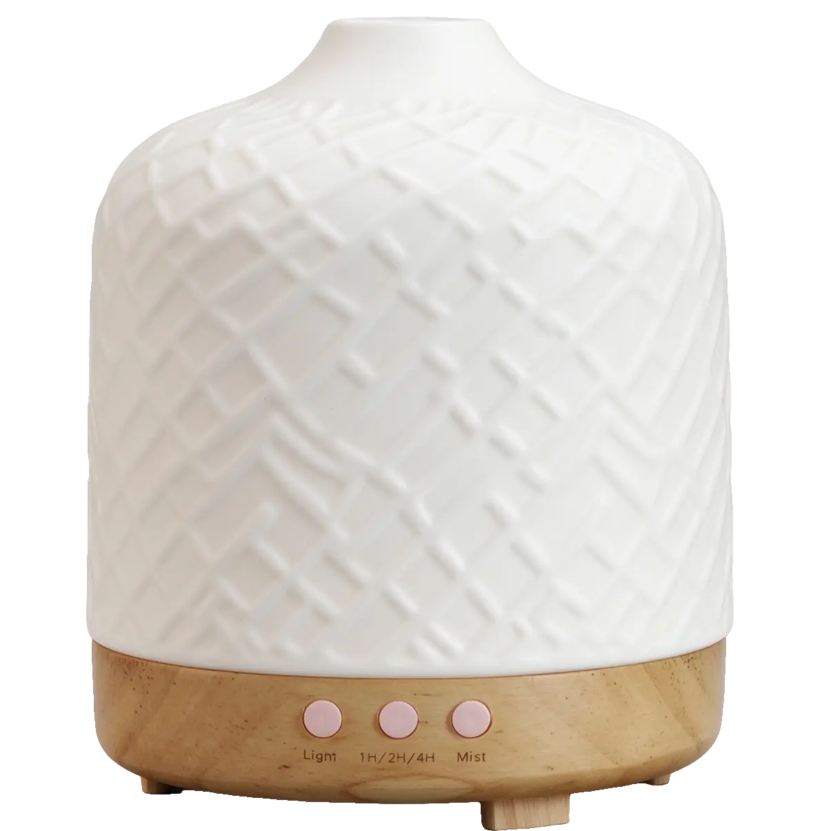 Green-Life ceramic ultrasonic diffuser GF24EA0905E41 with wooden base in a simple modern style, suitable for minimalist home fragrance brands, OEM diffuser programs, and contemporary retail collections.