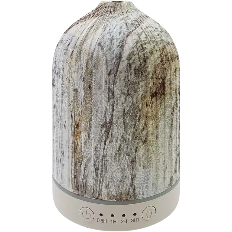 Green-Life ceramic ultrasonic diffuser GF24EA139C25 with water transfer printing finish, designed for buyers who need wood look styling, production flexibility, and scalable OEM diffuser programs.