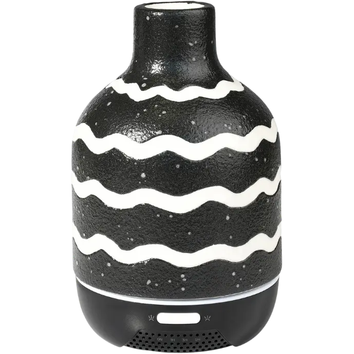 Green-Life ceramic ultrasonic diffuser GF24EA170E11 in black and white styling, developed for buyers seeking timeless contrast, easy collection matching, and versatile home fragrance product positioning.