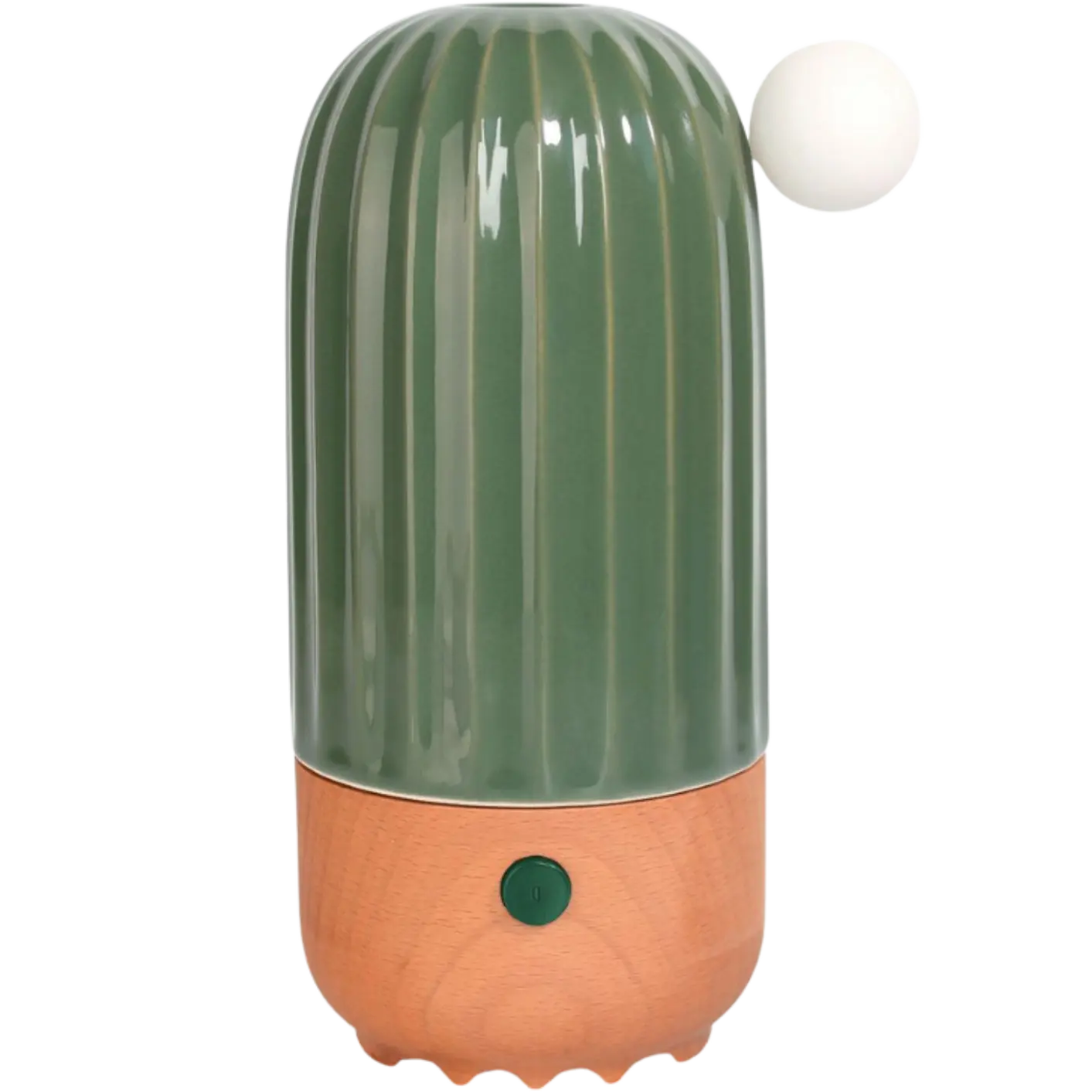 Green-Life ceramic ultrasonic diffuser GF24EA657 with transmutation glaze finish and wooden base, created for premium fragrance brands and importers seeking artistic ceramic diffuser designs with strong shelf appeal.