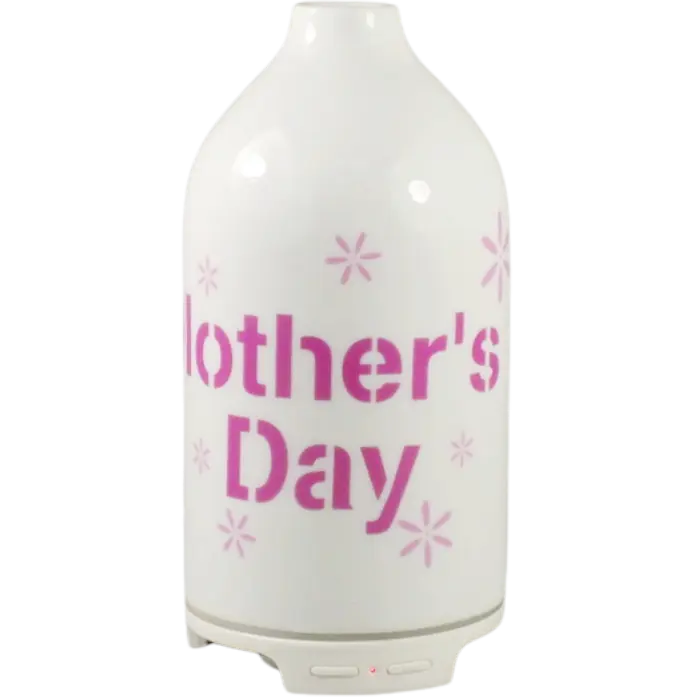 Green-Life ceramic ultrasonic diffuser GFE191126 with decal decoration, ideal for custom artwork projects, branded fragrance collections, and importers needing flexible surface design options.