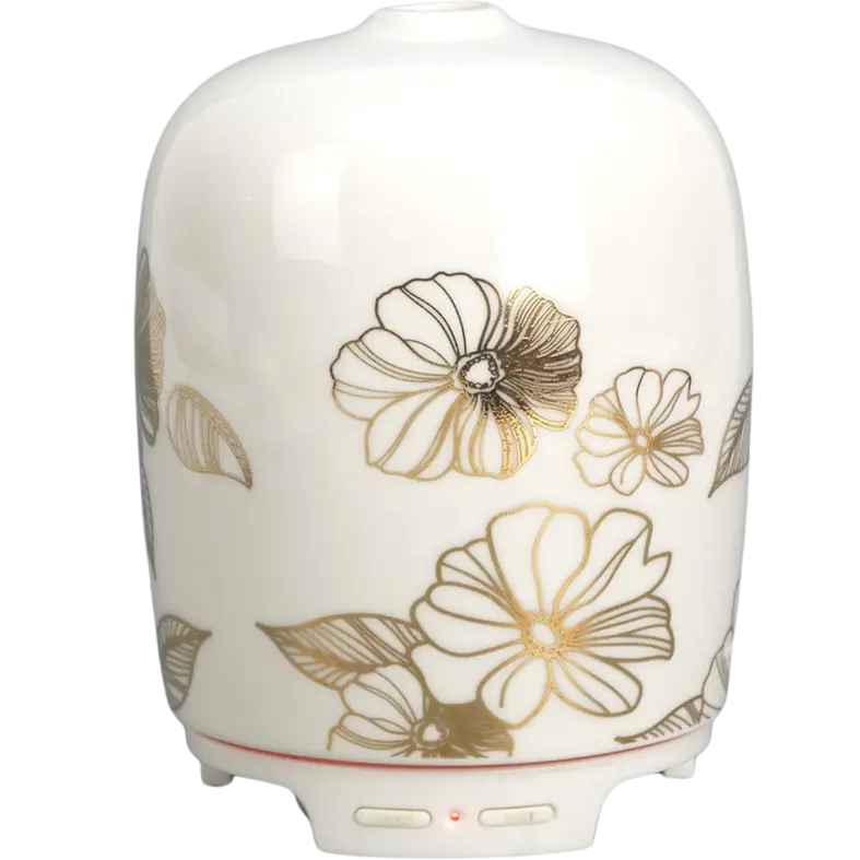 Green-Life ceramic ultrasonic diffuser GL24EA604C with decal decoration, ideal for custom artwork projects, branded fragrance collections, and importers needing flexible surface design options.