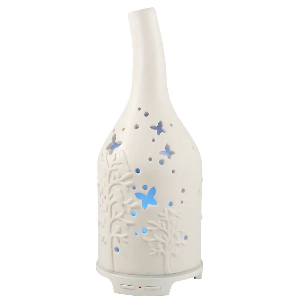 Green-Life ceramic ultrasonic diffuser GLE17352 with nature inspired accents, developed for fragrance brands and importers seeking fresh botanical design directions in ultrasonic diffuser ranges.