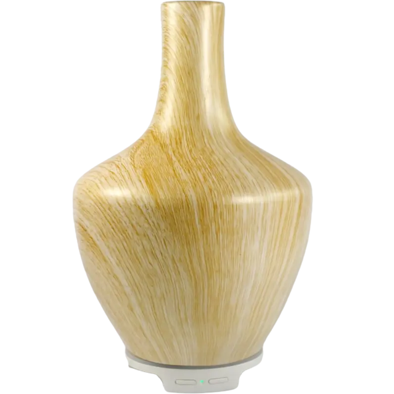 Green-Life ceramic ultrasonic diffuser GLE176132L with water transfer printing finish, designed for buyers who need wood look styling, production flexibility, and scalable OEM diffuser programs.