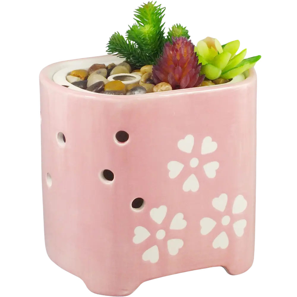 Green-Life ceramic ultrasonic diffuser GLEA20145S with succulent planter concept, suitable for gift brands, lifestyle retailers, and buyers seeking playful botanical diffuser designs.