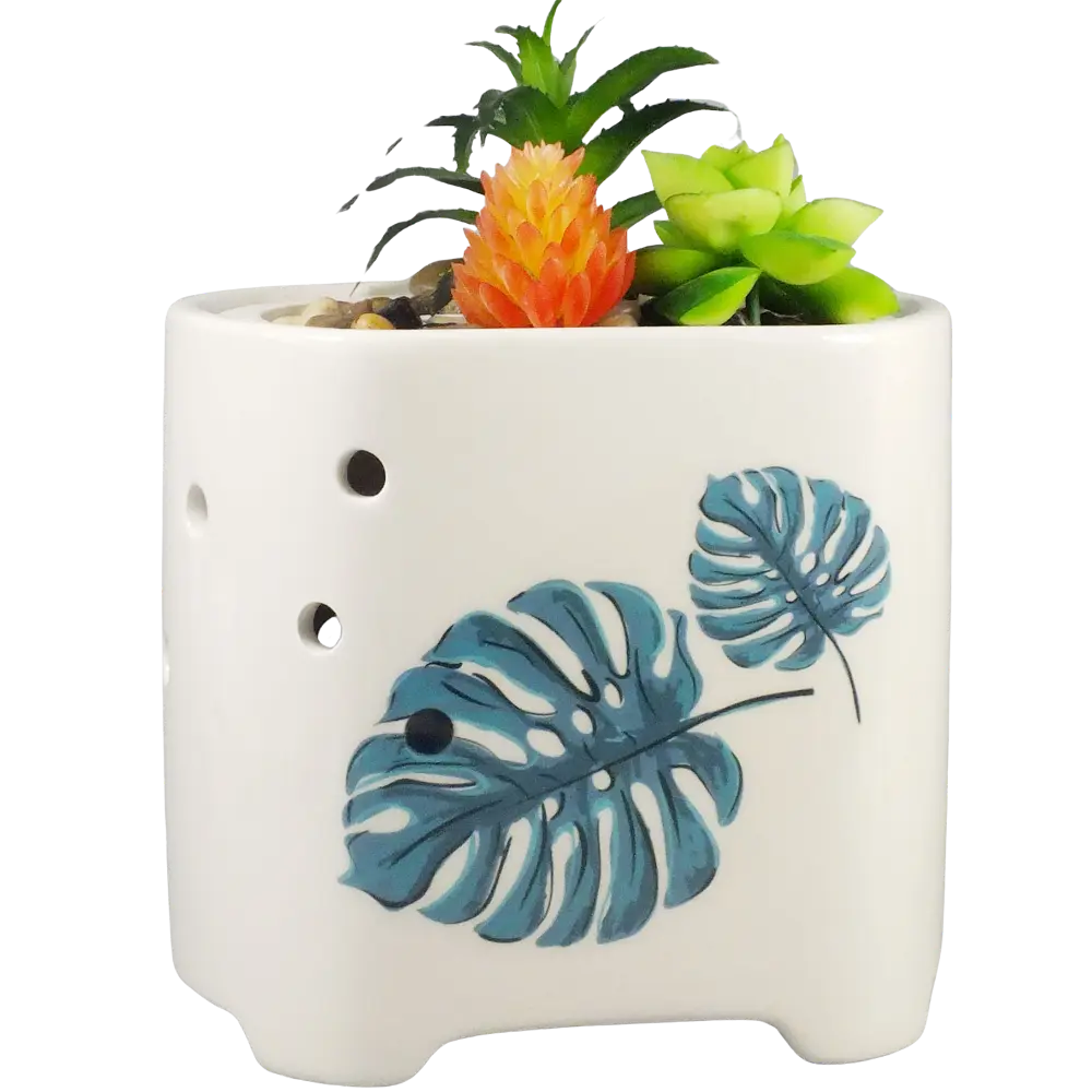 Green-Life ceramic ultrasonic diffuser GLEA20161S with succulent planter concept, suitable for gift brands, lifestyle retailers, and buyers seeking playful botanical diffuser designs.