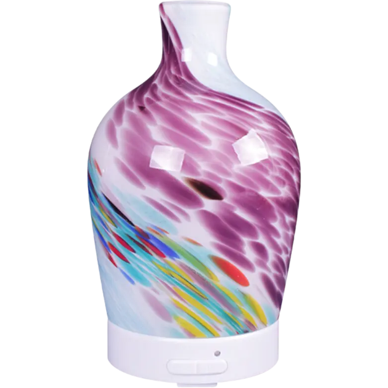Green-Life Liuli style glass ultrasonic diffuser GF24EA104E14 featuring colorful artistic glass design, ideal for aromatherapy brands and importers seeking distinctive decorative diffuser collections.