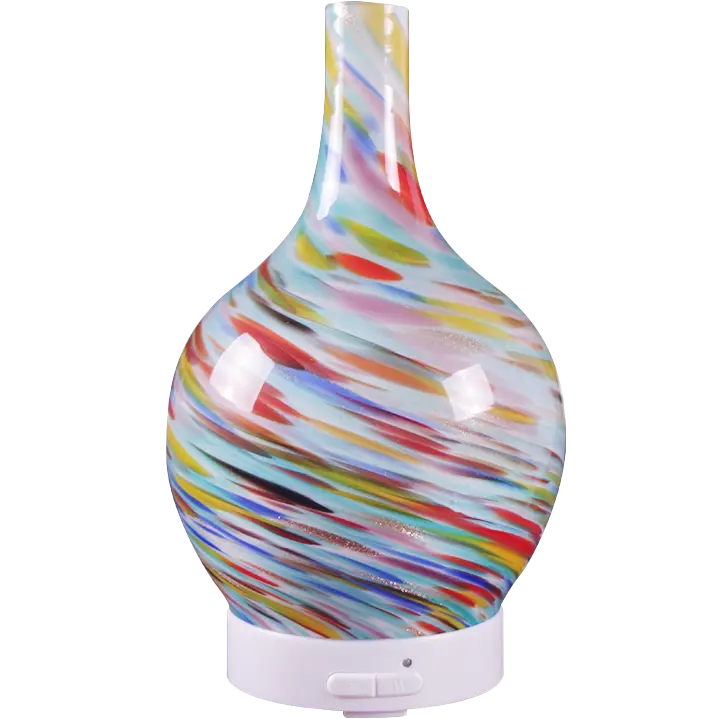Green-Life Liuli style glass ultrasonic diffuser GF24EA106E14 featuring colorful artistic glass design, ideal for aromatherapy brands and importers seeking distinctive decorative diffuser collections.