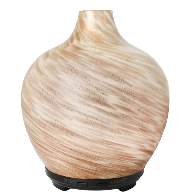 Green-Life Liuli style glass ultrasonic diffuser GF24EA109E11 featuring colorful artistic glass design, ideal for aromatherapy brands and importers seeking distinctive decorative diffuser collections.