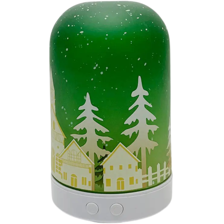 Green-Life glass ultrasonic diffuser GKE19785 with laser engraved decorative patterns, designed for home fragrance brands looking for elegant and customizable diffuser designs.