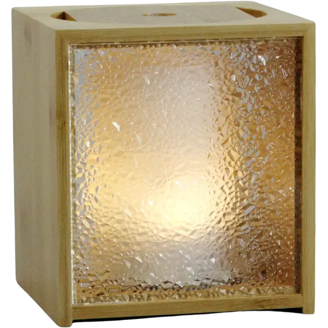 Green-Life glass ultrasonic diffuser GL24EA311 with bamboo frame structure, ideal for eco inspired aromatherapy collections.