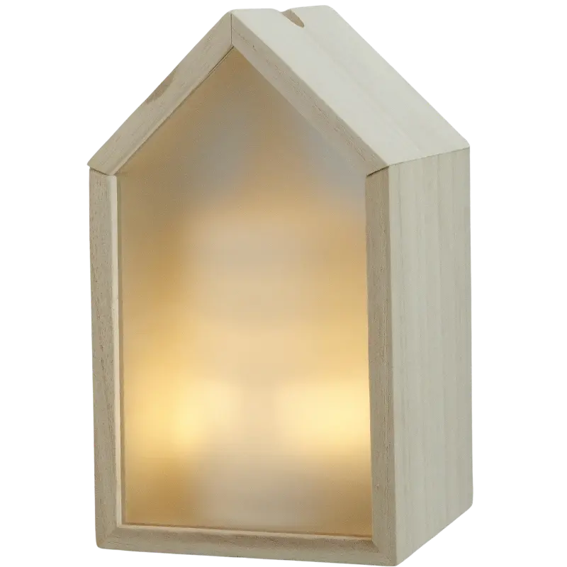 Green-Life glass ultrasonic diffuser GL25EA856 with wood framed decorative structure, blending natural materials with ultrasonic aroma technology for premium home fragrance brands.