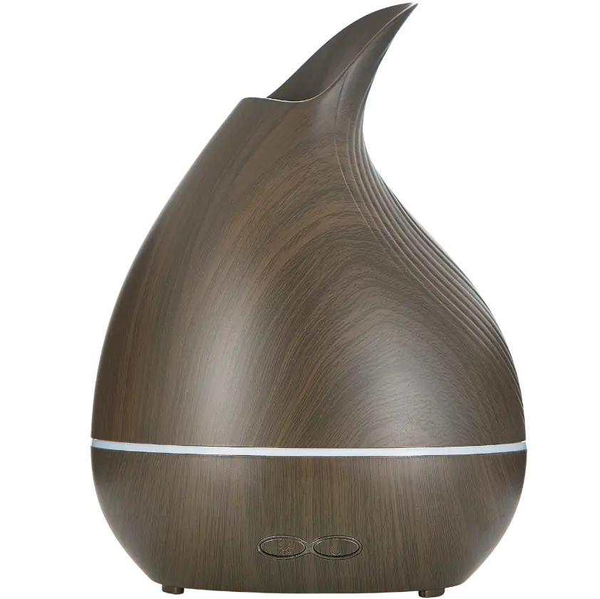 Green-Life plastic ultrasonic diffuser GF24EA032E28 with wood grain finish, combining natural wood aesthetics with modern aroma diffusion technology.