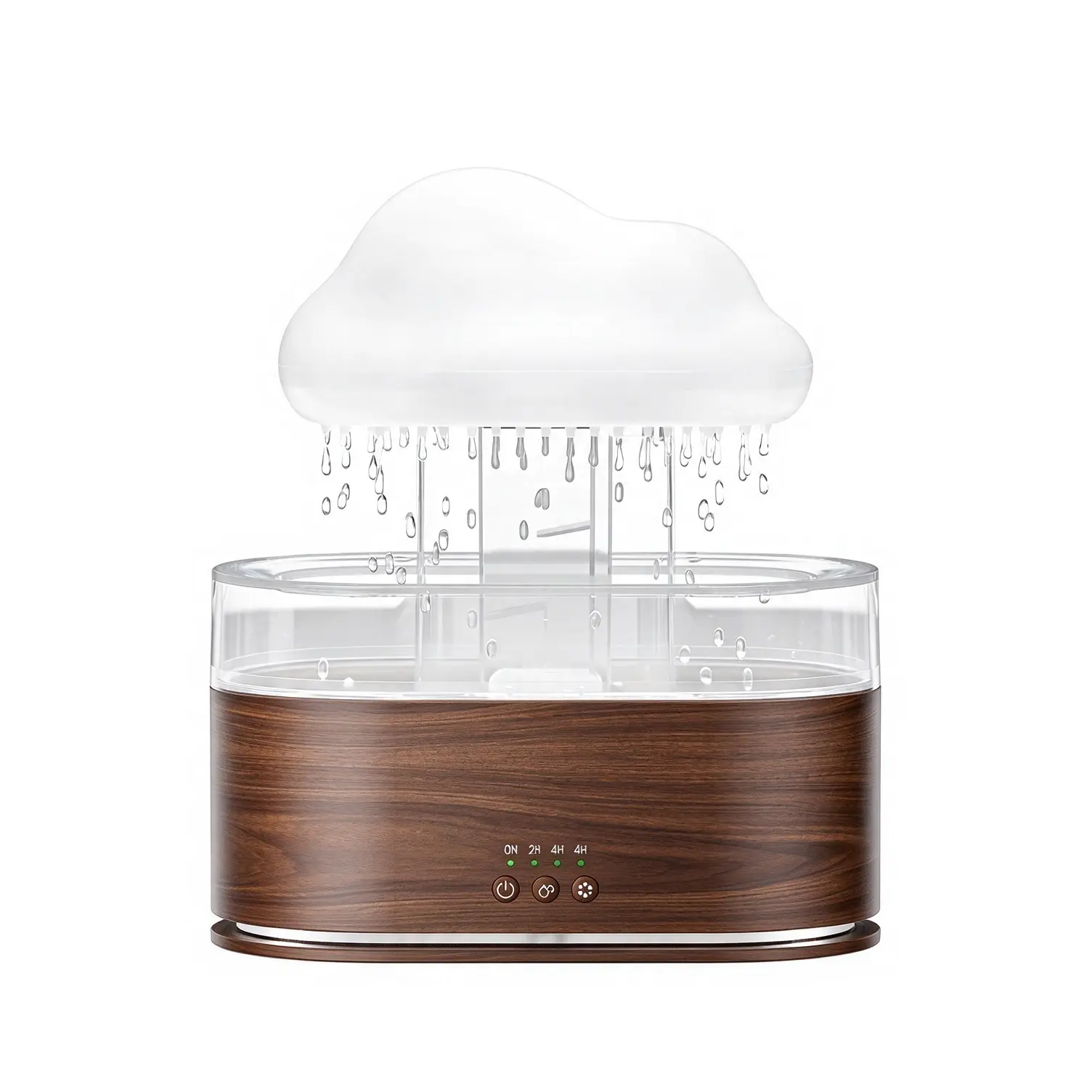 Green-Life plastic ultrasonic diffuser GF25EA1557E43 with raindrop visual effect, featuring cascading water droplets and mist diffusion for unique decorative aromatherapy experiences.