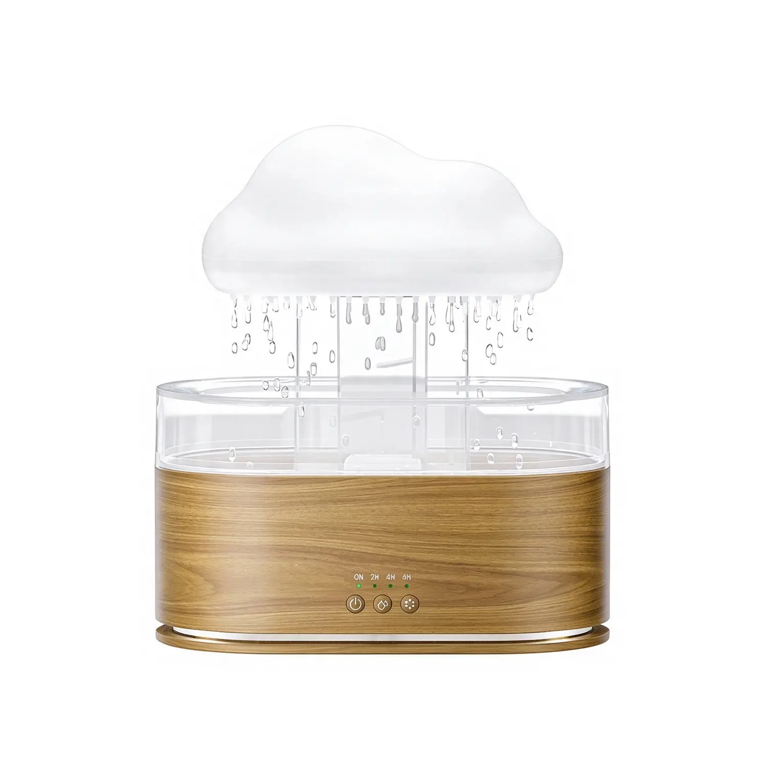 Green-Life plastic ultrasonic diffuser GF25EA1558E43 with raindrop visual effect, featuring cascading water droplets and mist diffusion for unique decorative aromatherapy experiences.