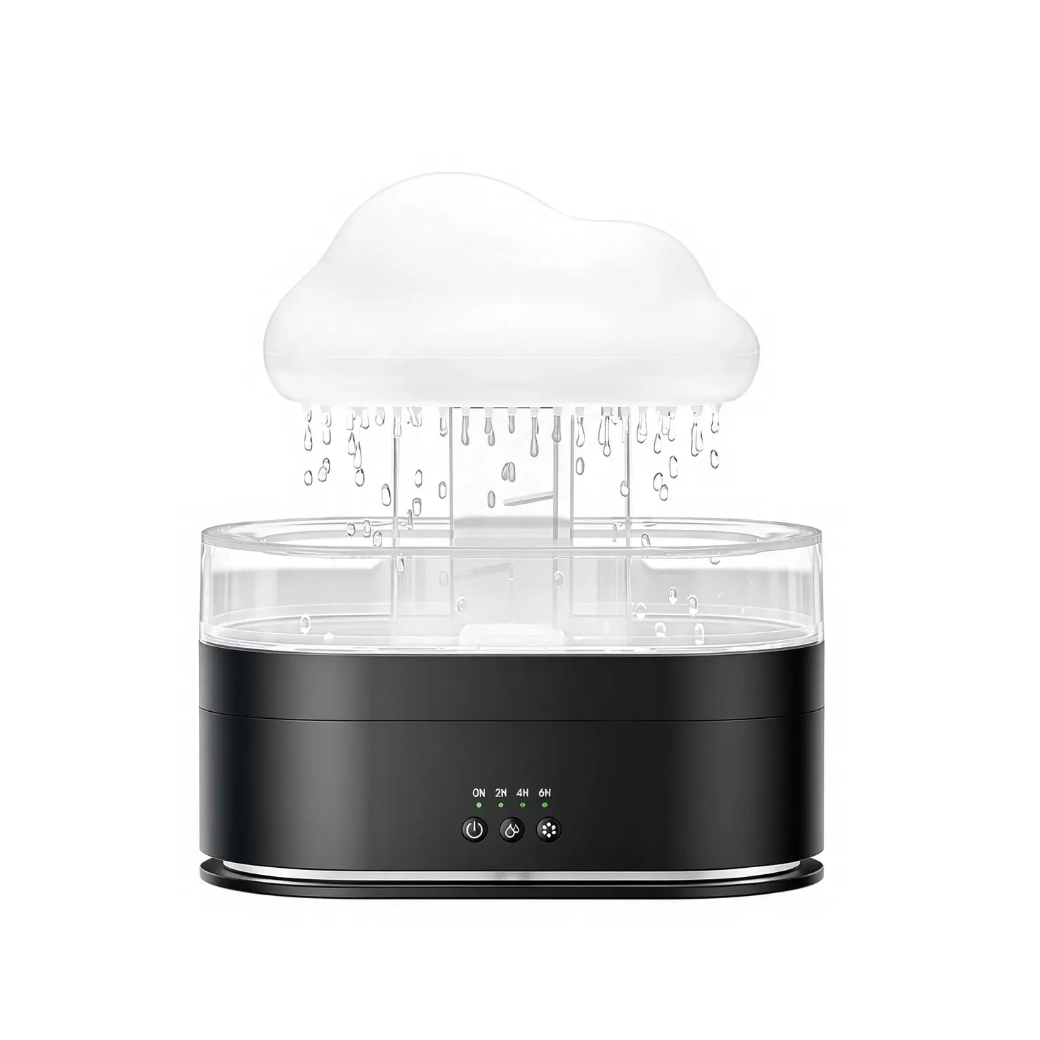 Green-Life plastic ultrasonic diffuser GF25EA1559E43 with raindrop visual effect, featuring cascading water droplets and mist diffusion for unique decorative aromatherapy experiences.