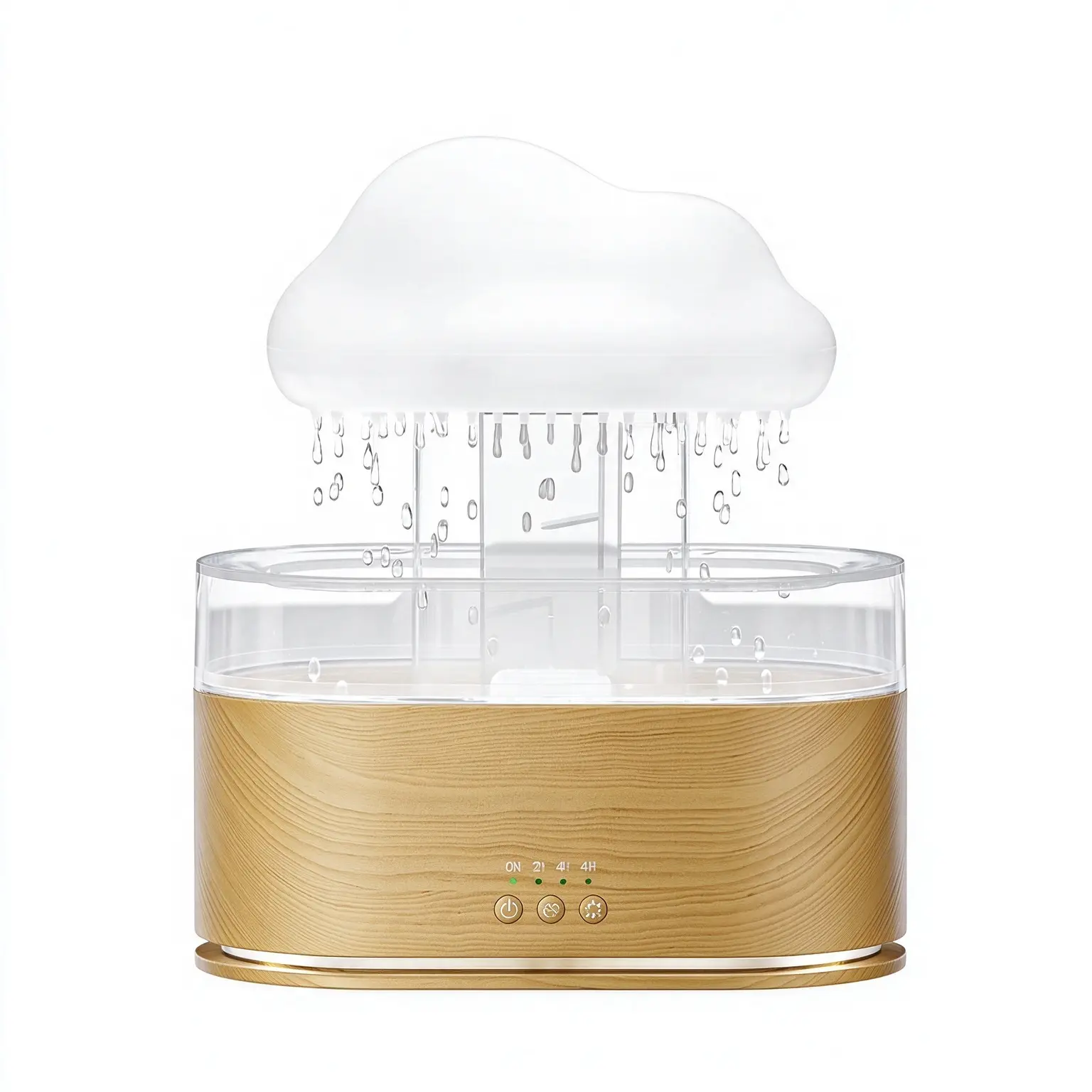 Green-Life plastic ultrasonic diffuser GF25EA1561E43 with raindrop visual effect, featuring cascading water droplets and mist diffusion for unique decorative aromatherapy experiences.