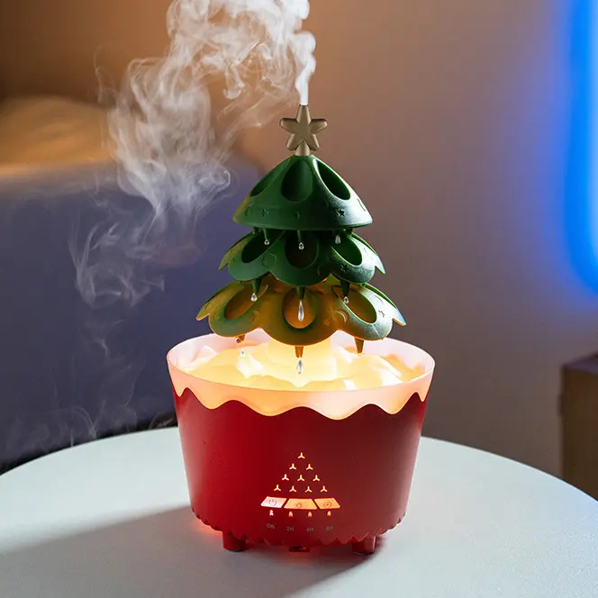 Green-Life plastic ultrasonic diffuser GF25EAV51E46 with raindrop visual effect, featuring cascading water droplets and mist diffusion for unique decorative aromatherapy experiences.