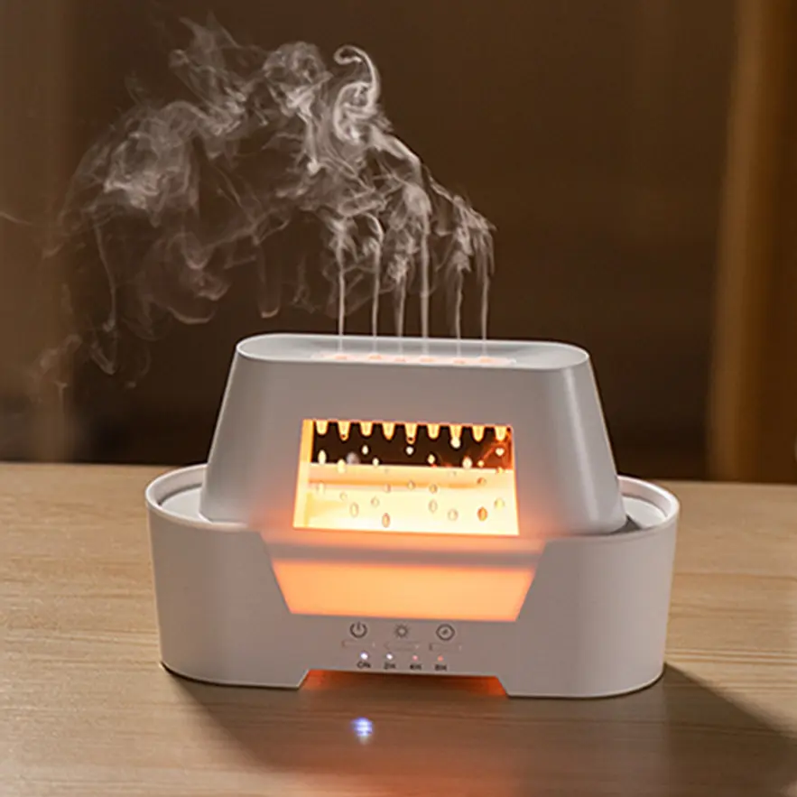 Green-Life plastic ultrasonic diffuser GF25EAV58E46 with raindrop visual effect, featuring cascading water droplets and mist diffusion for unique decorative aromatherapy experiences.